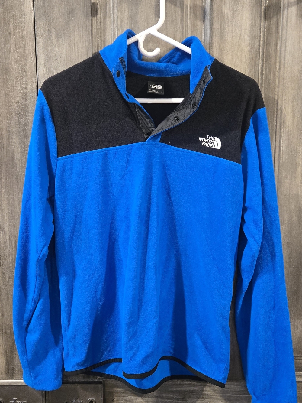 The North Face Blue and Black Snap-Neck Fleece Pullover